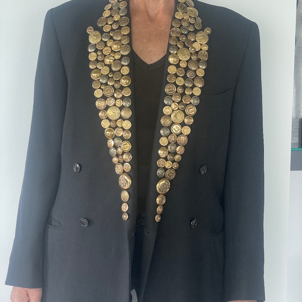 Sum-Es Black Blazer With Gold Button Lapels